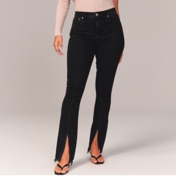 Abercrombie & Fitch Denim - A+F The Skinny High Rise Curve Love Edgy Goth Split Hem Jeans